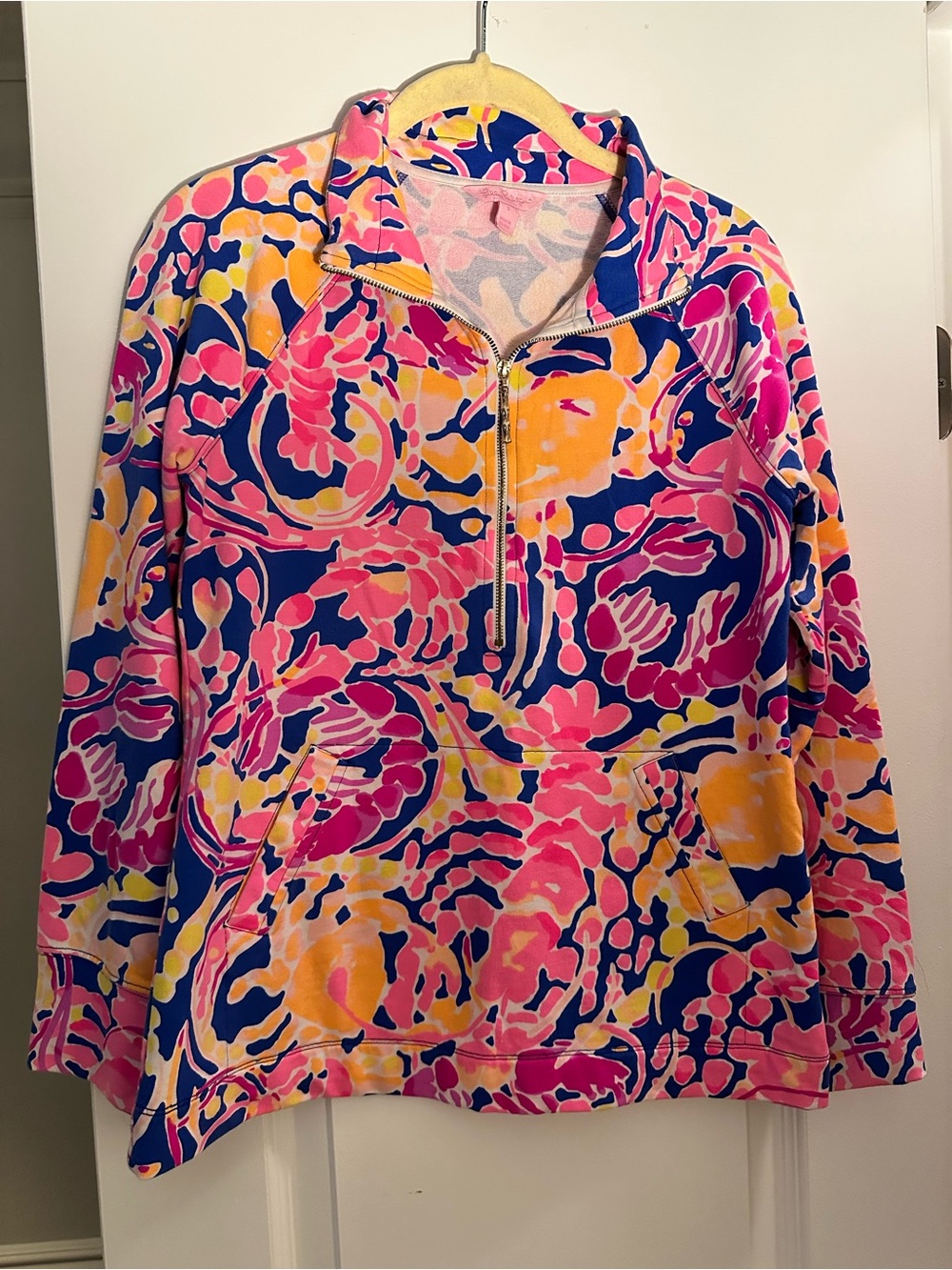 Lilly Pulitzer Cobalt, Pink & Yellow Floral Pullover